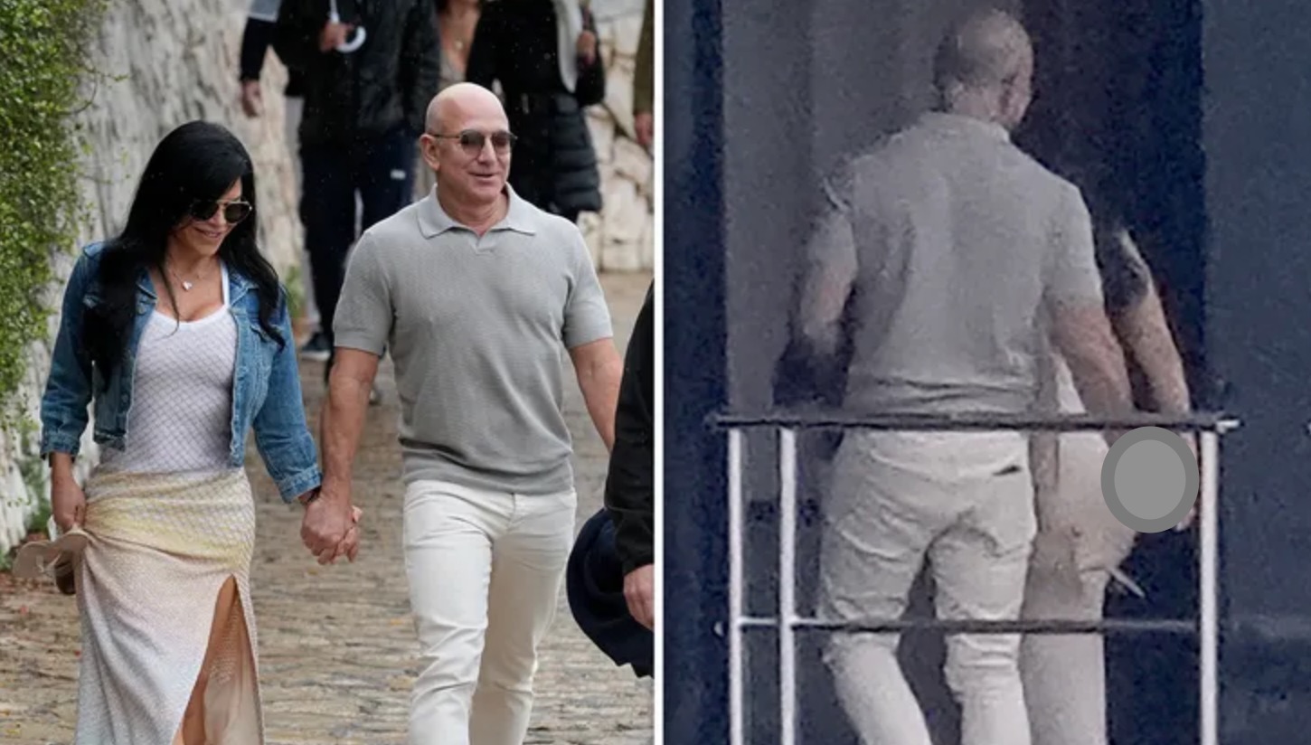Jeff Bezos Gives Girlfriend Lauren Sanchez a Nice Spank on Butt While Exiting Yacht - See Photos