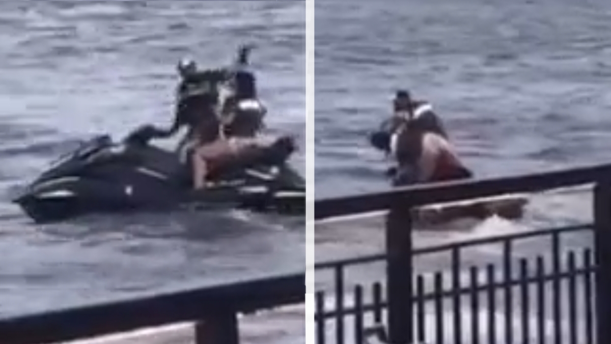 Toxic Couple Fight on Jet Ski in the Ocean - Watch Video