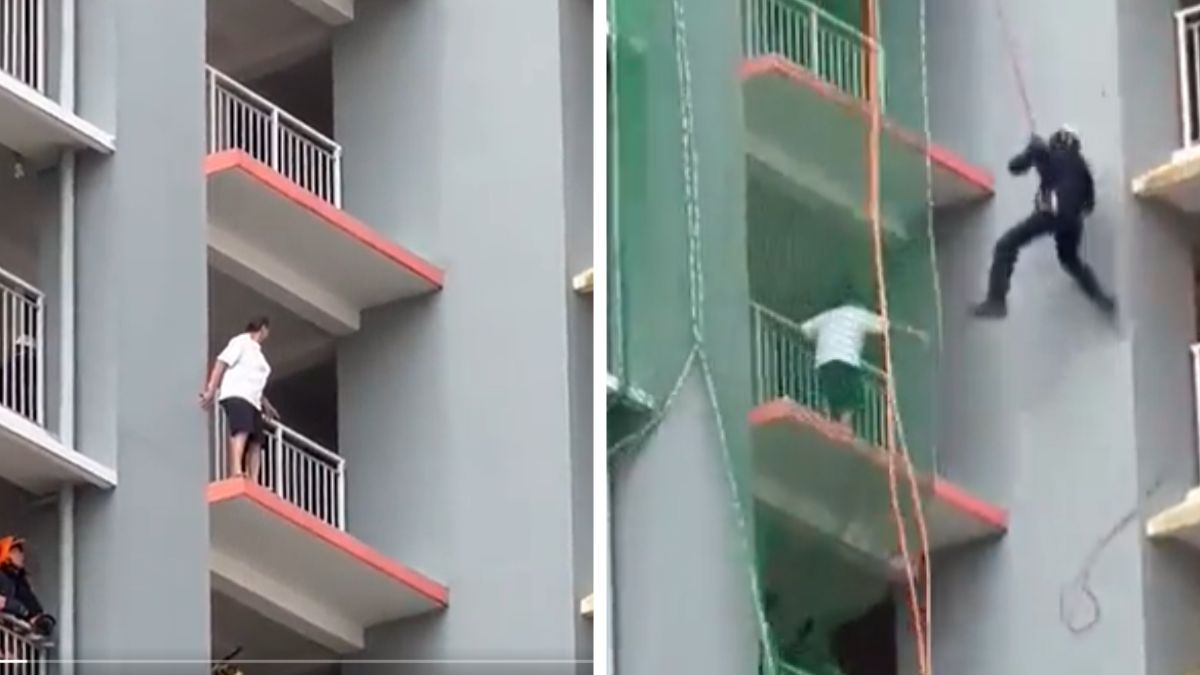Rescuers Deploy Smart Tactic to Save Suicidal Woman from Jumping - Watch Video
