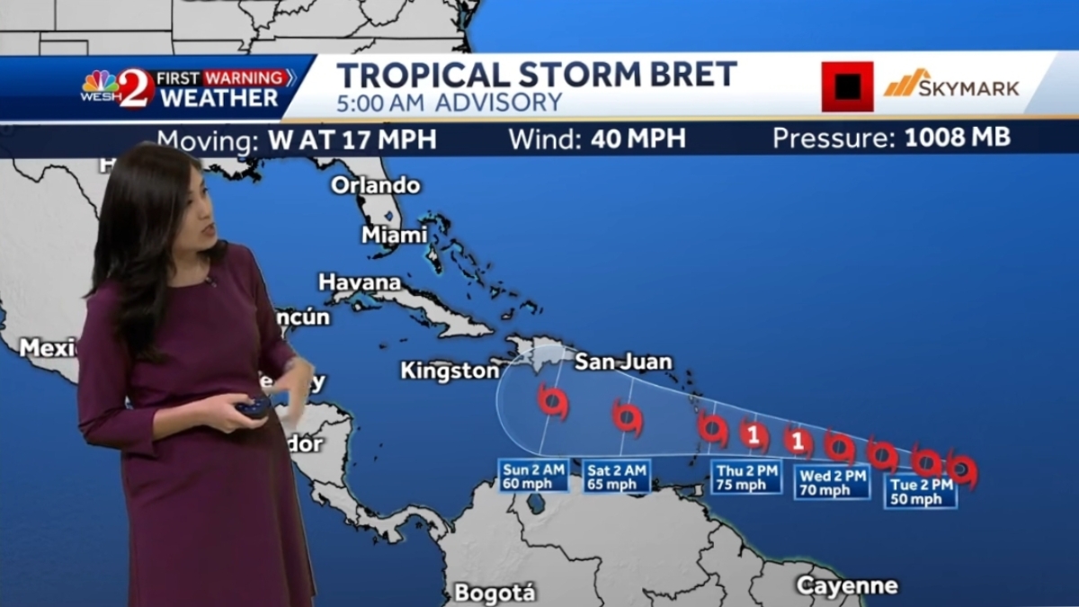 Jamaica in Tropical Storm Bret's Projected Path - Watch Video