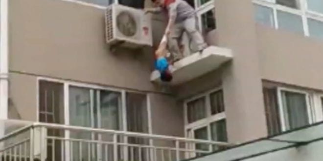 LUCKY Neighbor Caught This Kid From Falling From Building In E China