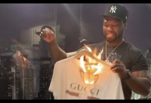 50 cent burns gucci t shirt