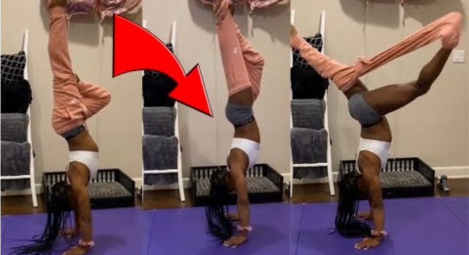 SEXY SKILL: Simone Biles Takes Off Her Pants While doing a Handstand [Video]