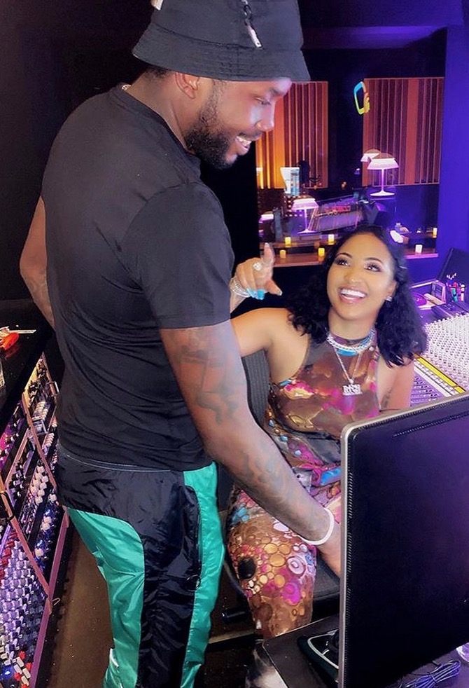 Shenseea released a photo of herself in the studio with Meek Mill the rapper