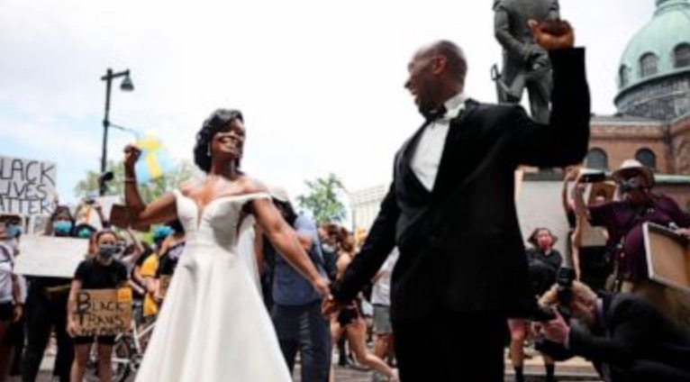 Jamaican Woman Gets Married in The Middle Of Philadelphia Protest