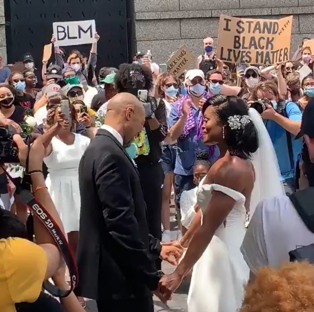 Jamaican Woman Gets Married in The Middle Of Philadelphia Protest