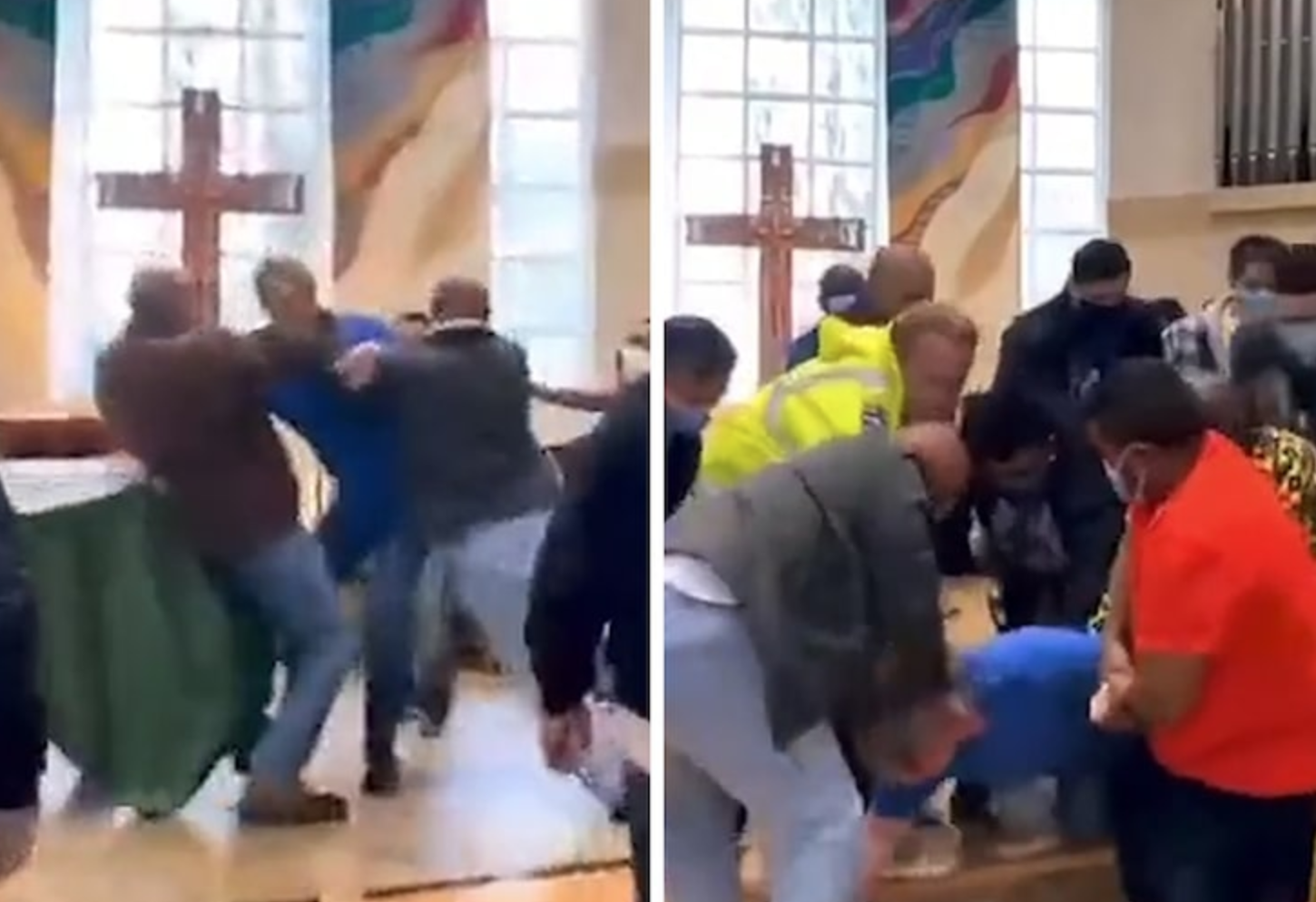 BRAWL in Church After Bishop Tells Man To Leave - Video