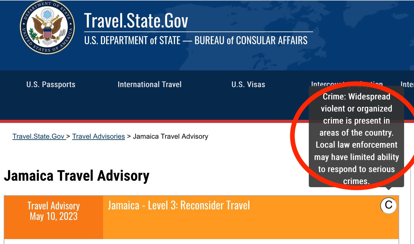 “Reconsider Travel” to Jamaica Says Latest US Travel Advisory Despite