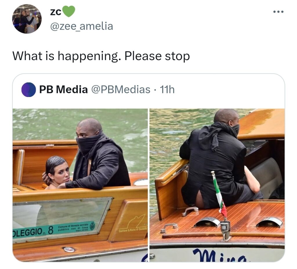 Kanye West's Butt Exposed On Venice Riverboat With Wife, X Reacts