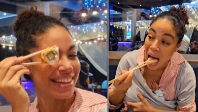 Yendi Phillips Shares Funny Video of Herself Enjoying Sushi while Nursing her Baby