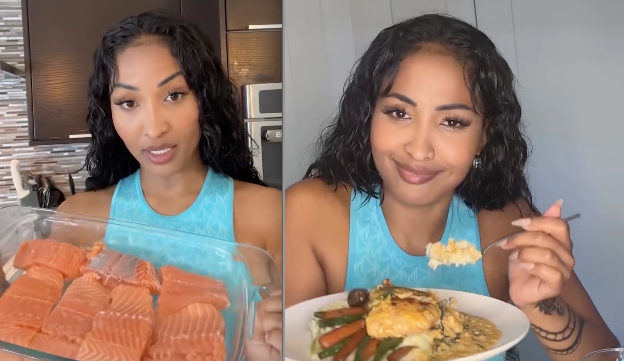Shenseea Shows How She Makes Creamy Salmon with Creamy Mashed Potatoes
