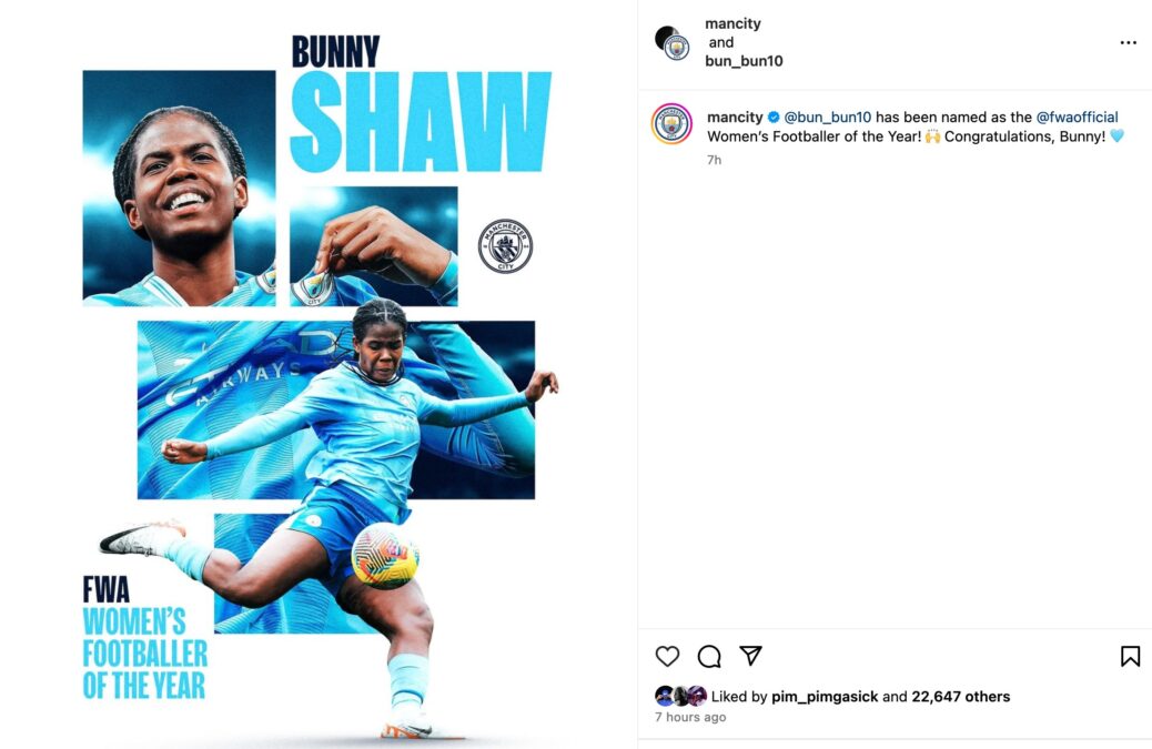 Bunny Shaw Named ‘Women Footballer of the Year’ by FWA
