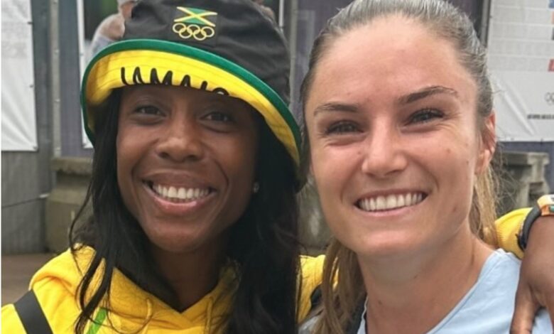 Shelly-Ann Fraser-Pryce was out in full support of her new friend and super fan, New Zealand rugby sevens star player Michaela Blyde