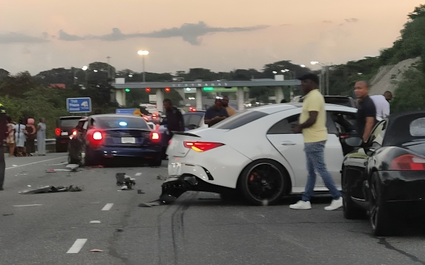 Major Accident Involving Porsche, Tesla, Benz, BMW etc on North-South Highway: Video and Photos